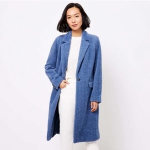 🆕 Loft Cozy Herringbone Long Coat Blue MP